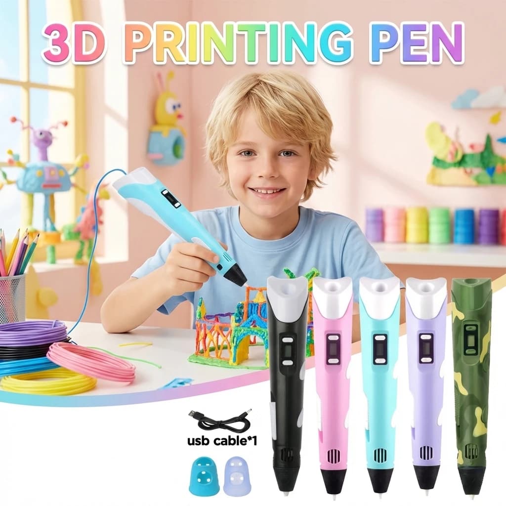 3D Pen with LED Screen, 3D Drawing Pen for Kids, Creative Gift with PLA Filament for Artistic Design and Drawing
