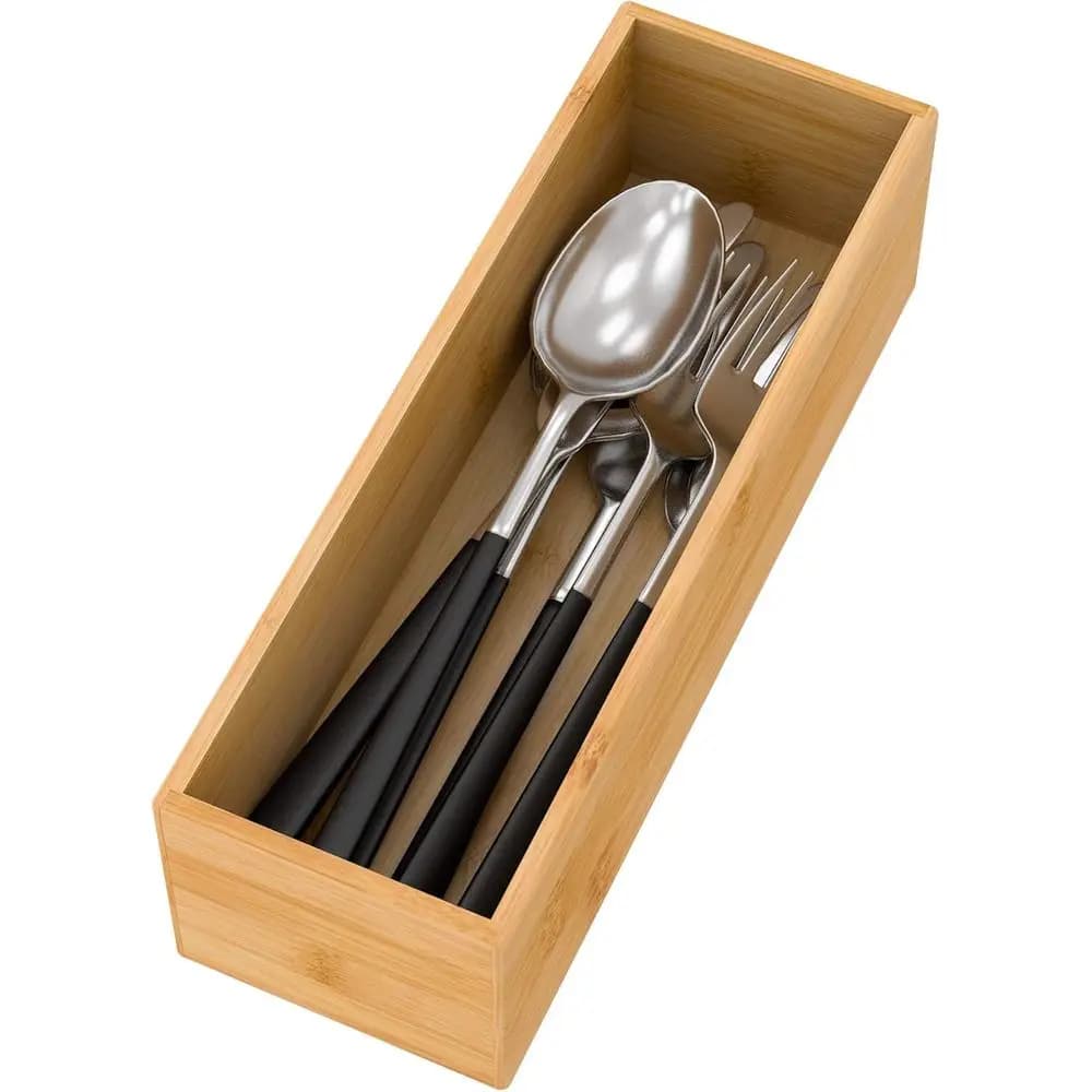 Kitchen Der Organizer, Wooden Storage Box or Utensil Organizer Silverware Tray Cutlery Holder, Multi-Use Deep Dividers Organizer