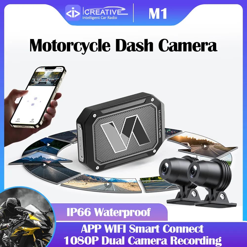 Icreative Motorcycle Single 2K or Dual 1080P DVR Smart Connect Action Camera Recorder Front & Rearview WiFi Waterproof Dash Cam
