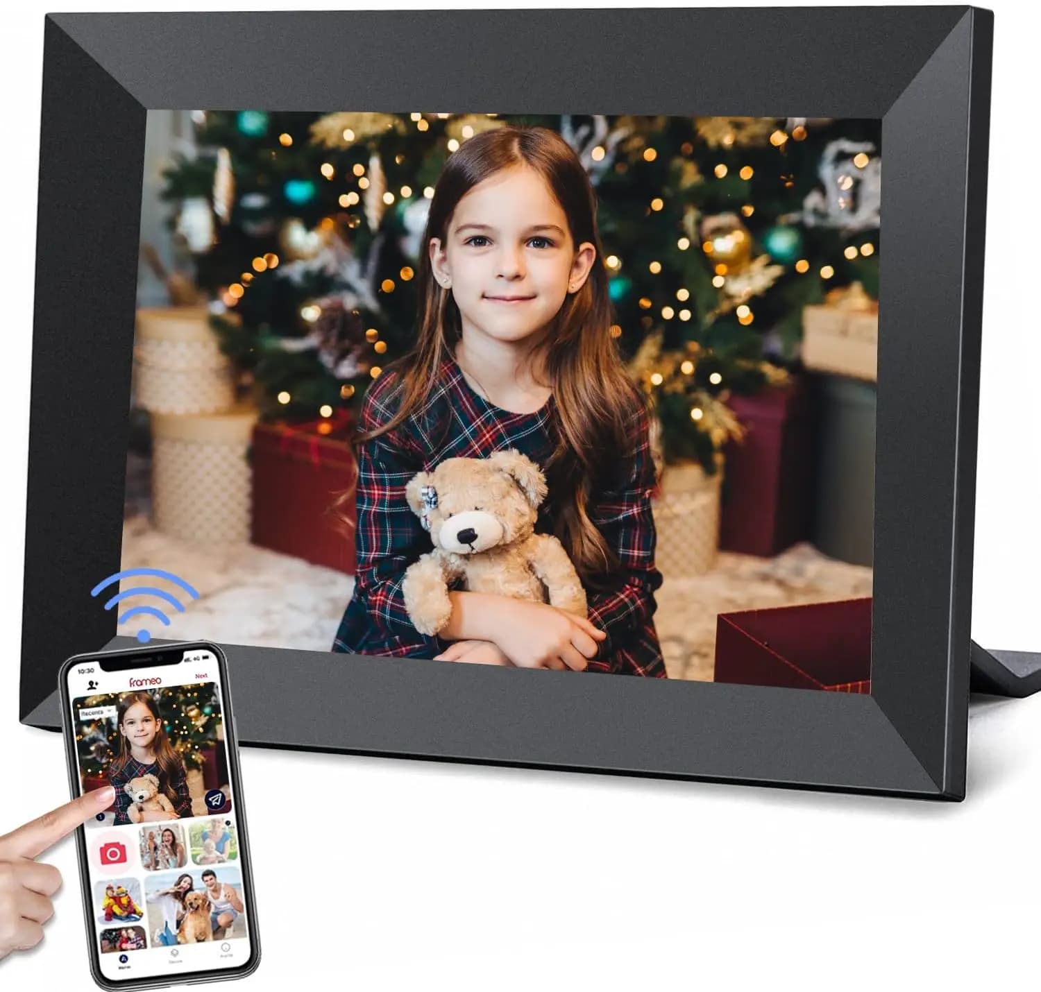Cornice Digitale WiFi da 10.1 Pollici con 32GB di Memoria, Schermo Touch HD, Invia Foto dal Telefono da Ovunque, Regalo Ideale per la Famiglia