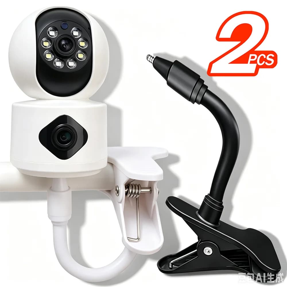 2-1Pcs Universal No Punching Clip Mount Webcam Stand Attaches To Crib for Baby Monitor Home Flexible Twist Mounting Bracket