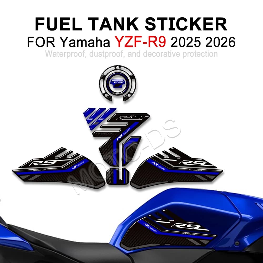 YZFR9 2025 Moto Rilievo Del Carro Armato Del Carburante Adesivo 3D Ginocchio Grip Trazione Protezione Decalcomanie Impermeabile Per YZF-R9 YZF R9 2026