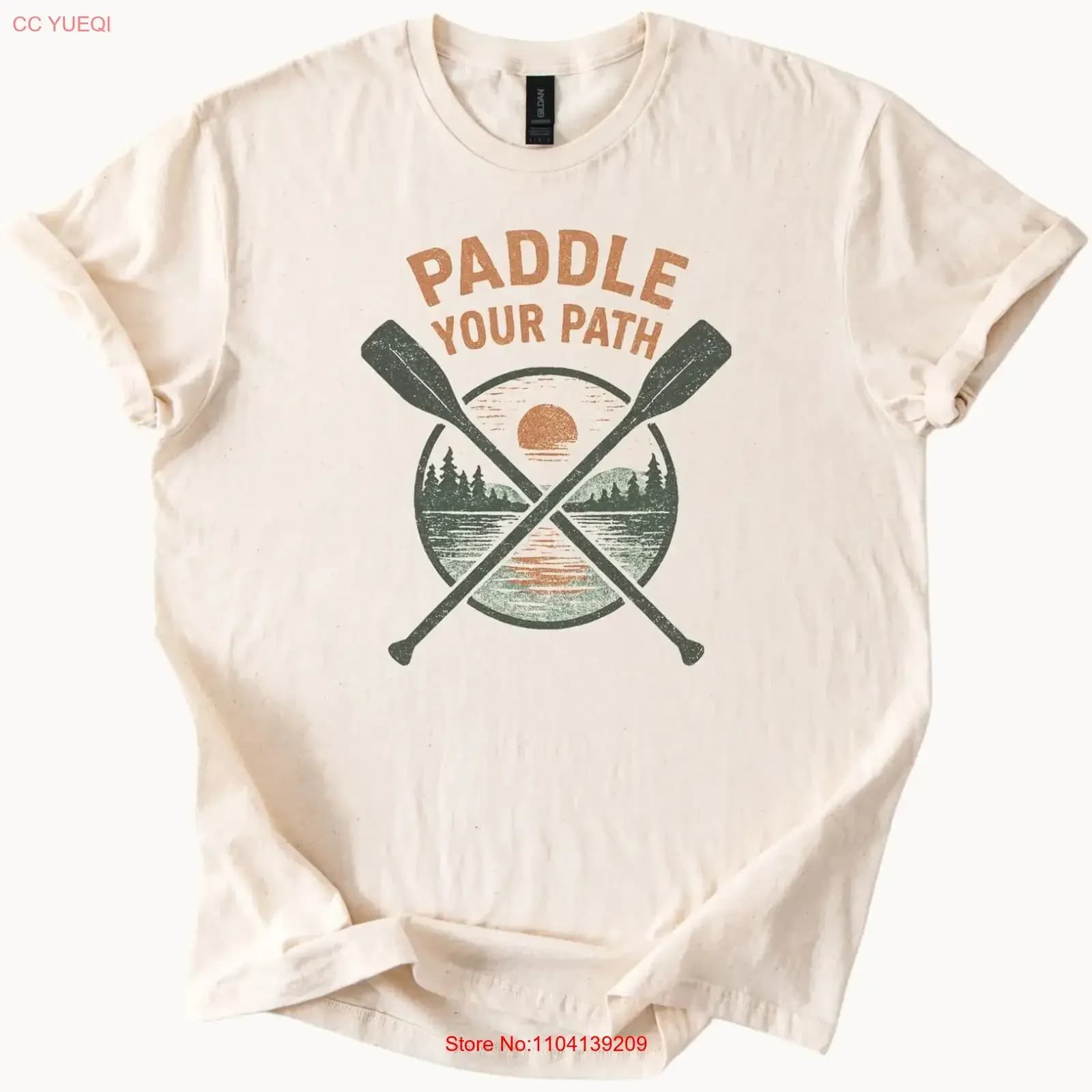 T-shirt Paddle Your Path per canoa, kayak, canottaggio, stile vintage, effetto lavato, morbida, versatile, elegante, streetwear, traspirante