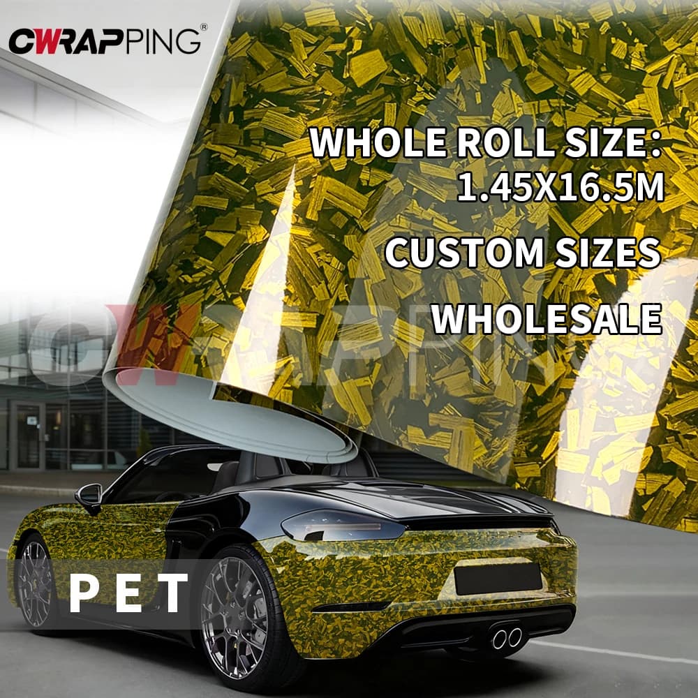 Carbon Fiber Vinyl Film 1.45m Car Stickers Forged Carbon Glod Motorcycle Stickers Vinyl Auto Tuning Covers for Car Accessories