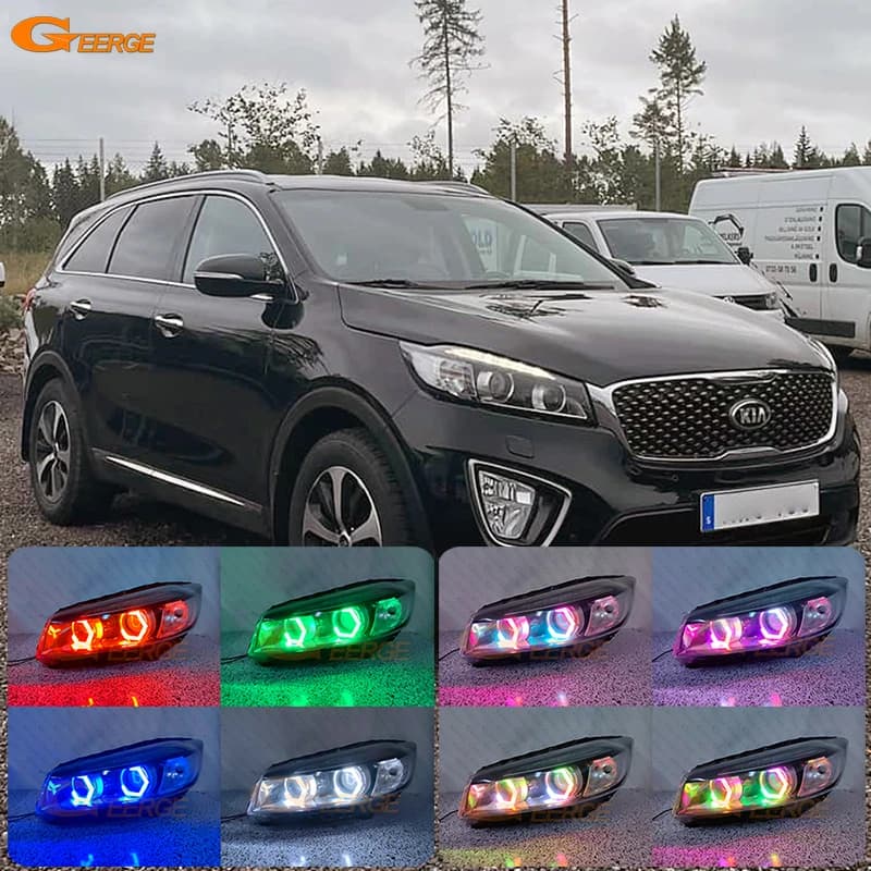 Per Kia Sorento UM 2015 2016 2017 2018 2019 2020 Luce diurna Ultra Luminoso Dinamico Multi Colore RGB LED Angel Eyes Hex Halo Anelli