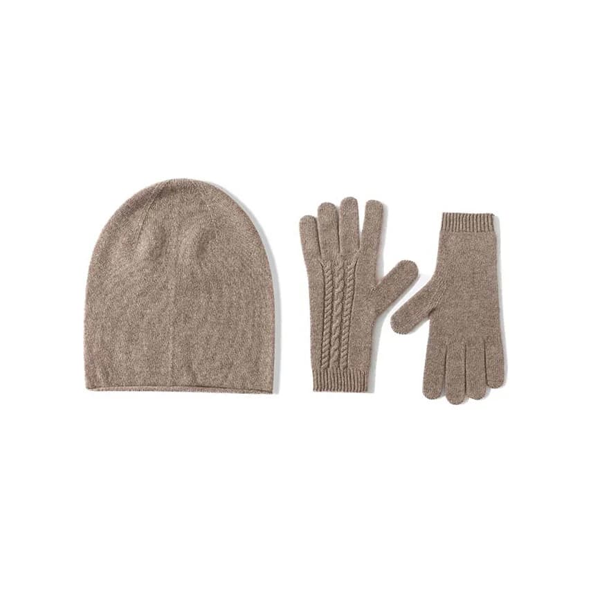 Set di cappelli a cuffia in cashmere Guanti Accessori caldi per escursioni all'aperto in due pezzi