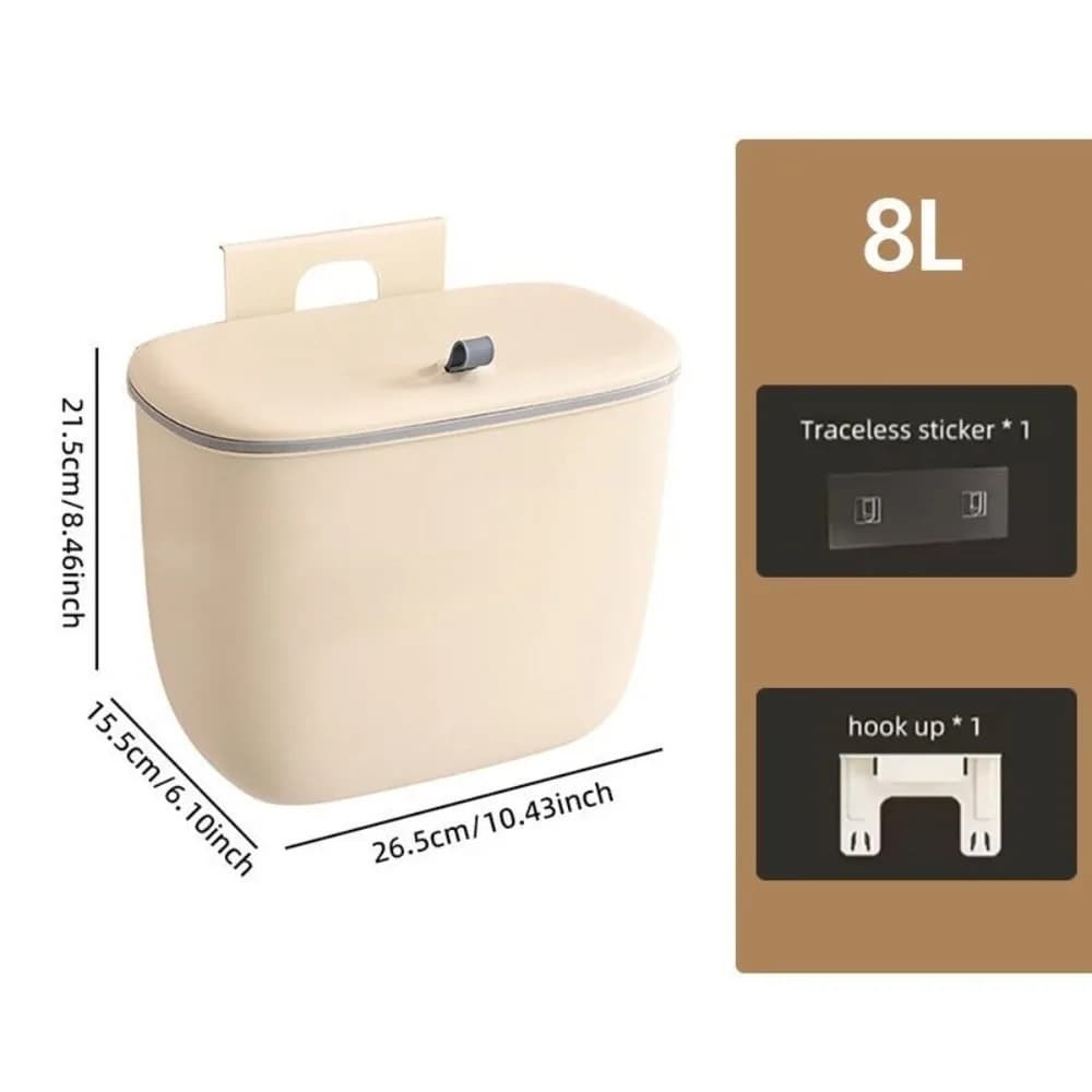 Cestino per Rifiuti da Cucina 8/12L con Coperchio, Contenitore per Spazzatura da Parete per Bagno e Cucina, Uso Domestico