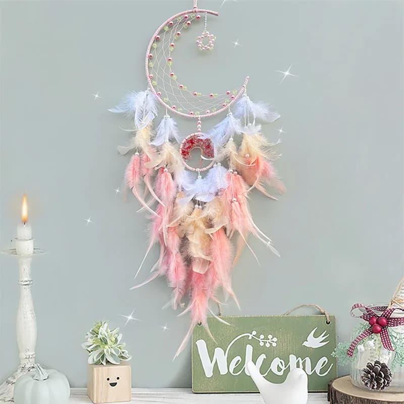 Dream Catcher Handmade Natural Crystal Stone Wind Chimes Wall Pendants Bedroom Hanging Ornaments Festival Gifts Home Decorations
