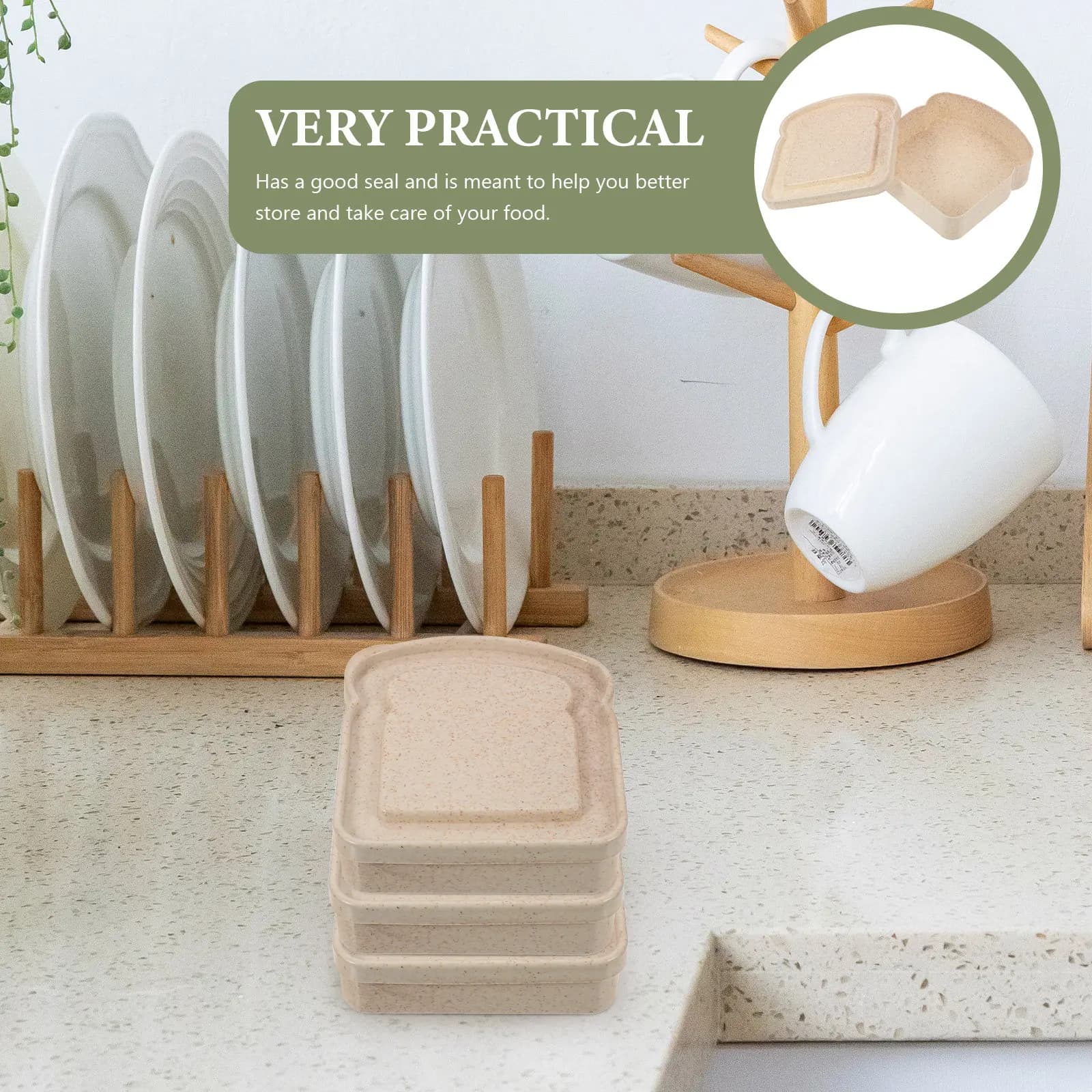 Set di 4 Contenitori Premium per Pane, Ermetici e Portatili, per Picnic e Campeggio