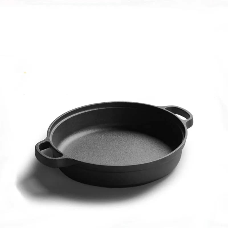 30 cm cast iron pan with wooden cover, uncoated pancake pan, induction cooker, universal pots