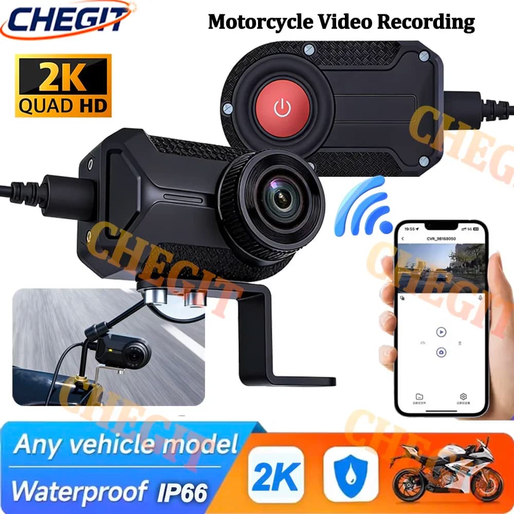 Registratore di guida per moto 2K HD con IP66 impermeabile con WIFI e APP Registratore di guida per esterni Dashcam per accessori moto