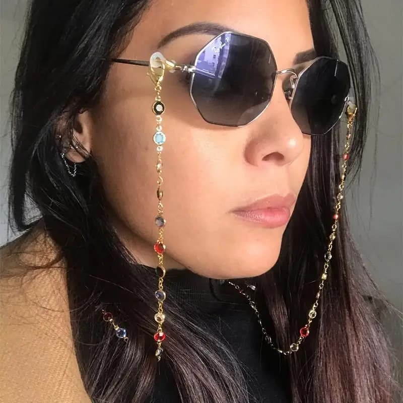 Women's Fashion Metal Eyeglass Chain Cord Anti-Lost Sunglasses Holder Strap for Hiking Camping Sports