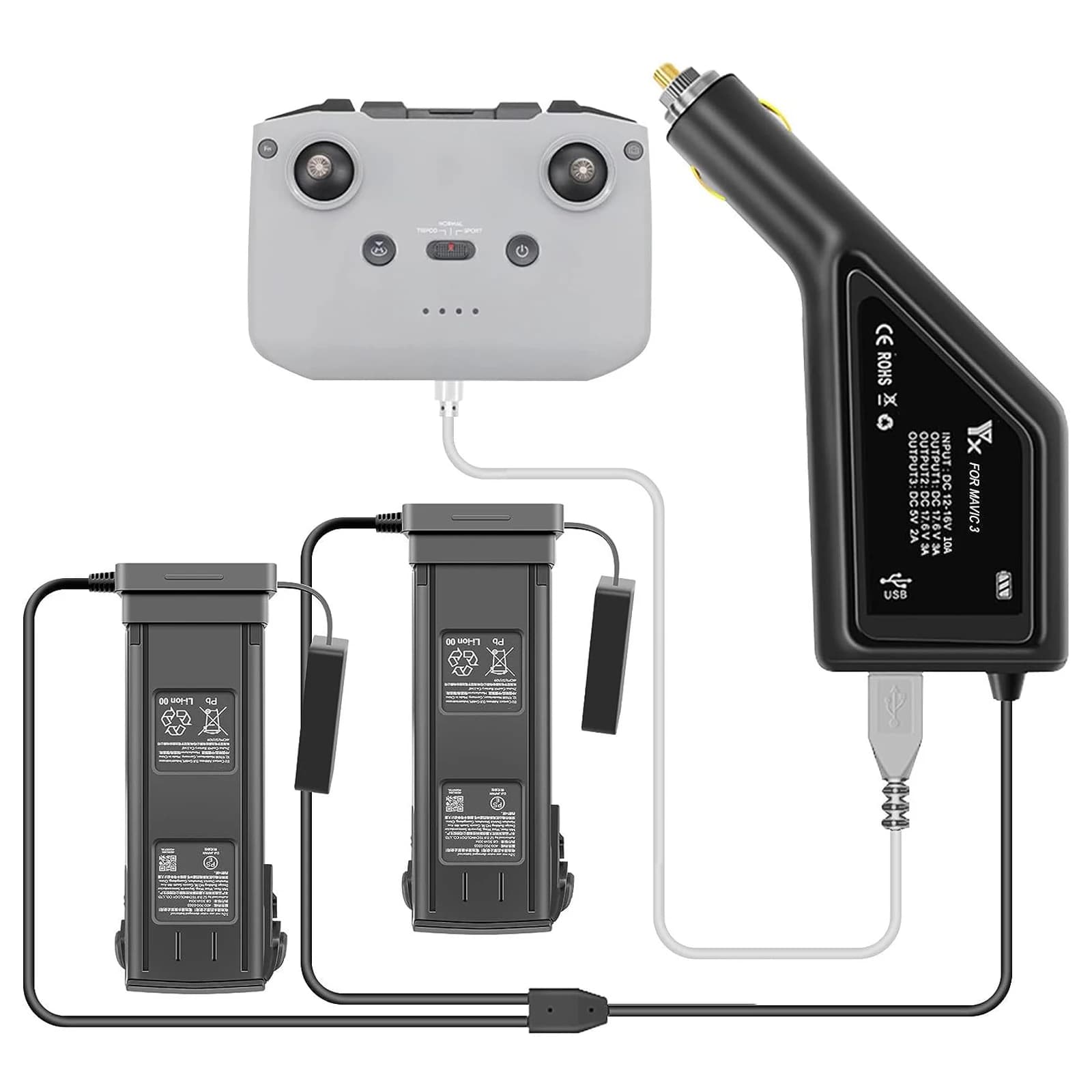 For DJI Mavic 3 Hub intelligent battery charging 3 in 1 car charger for DJI Mavic 3 Cine Drone connector for car USB adapter
