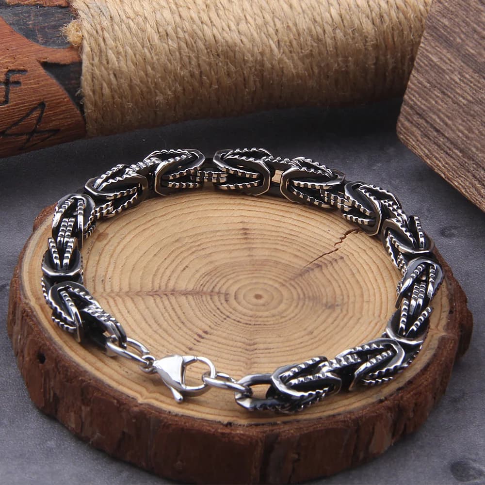 Gioielli vichinghi Modello personalizzato Bracciale a catena Sezione spessa da uomo Ragazzo Hip-hop Street Hipster Gioielli di moda con scatola di legno