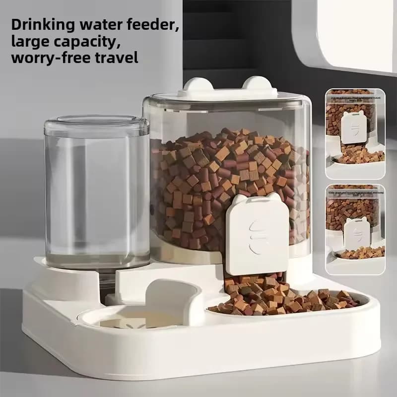 DF Universal 2‑in‑1 Automatic Dog Cat Feeder & Water Dispenser Set Gravity Food Waterer Bowl for Small Medium Pets