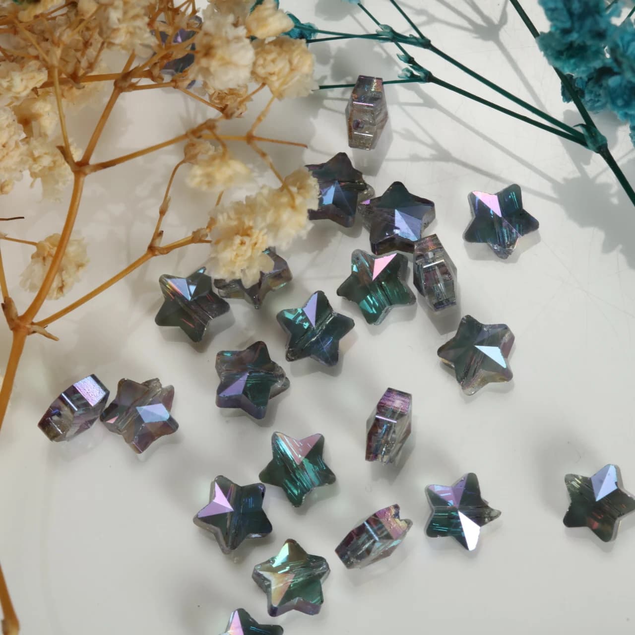 8mm Faceted Iridescent AB Ink Blue Glass Star Beads 20-160pcs Loose Spacer Beads For DIY Bracelet Necklace Earrings Jewelry