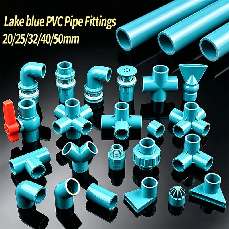20~50MM Lake Blue PVC Water Supply Pipe Fittings Direct Elbow 3-way Connector Ball Valve For Aquarium Fish Tank Discharge Joint