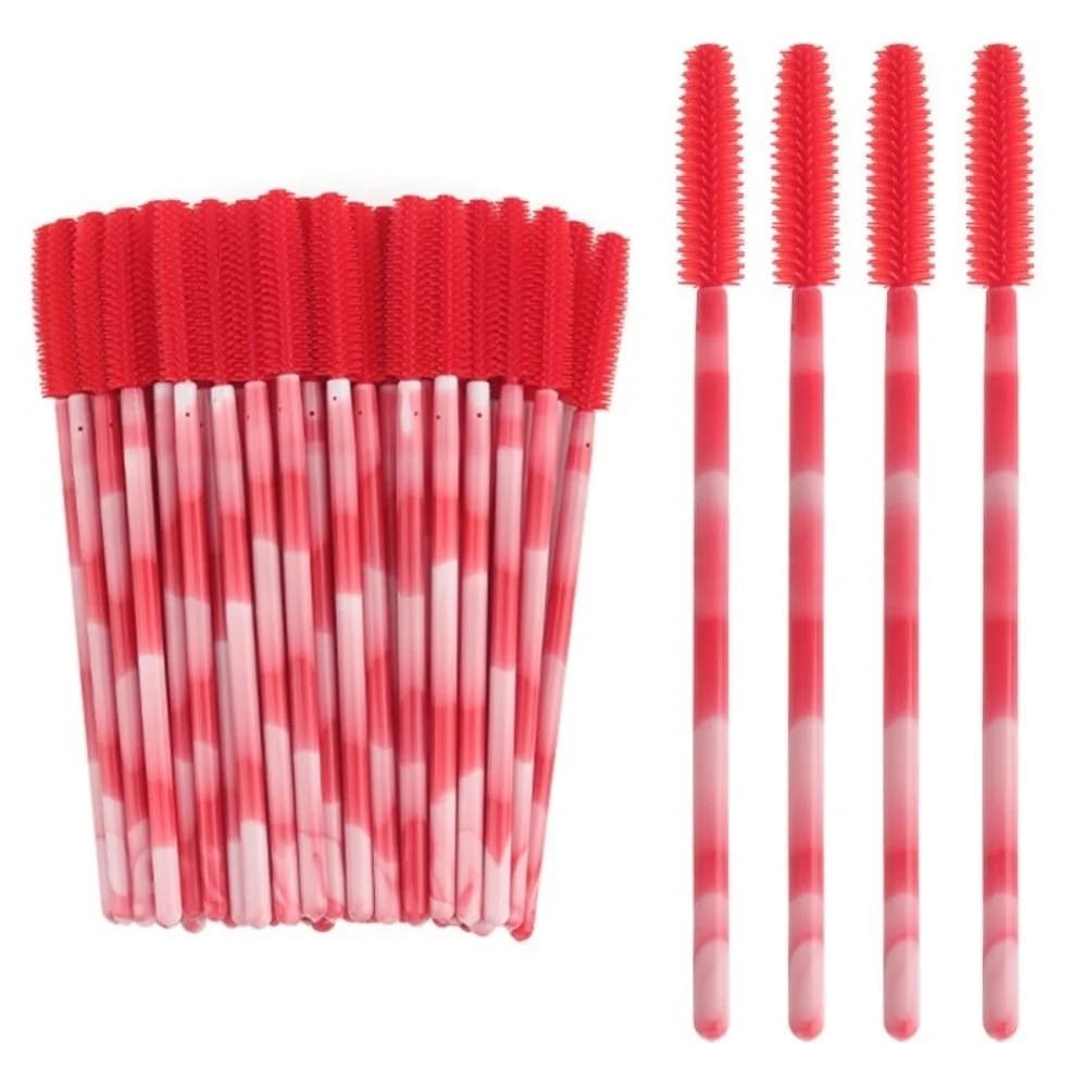 50 Pezzi Spazzolini Monouso per Ciglia, Strumenti per il Trucco, Microbrush, Applicatori per Mascara, Pettine per Sopracciglia in Silicone Colorato, Kit per il Trucco