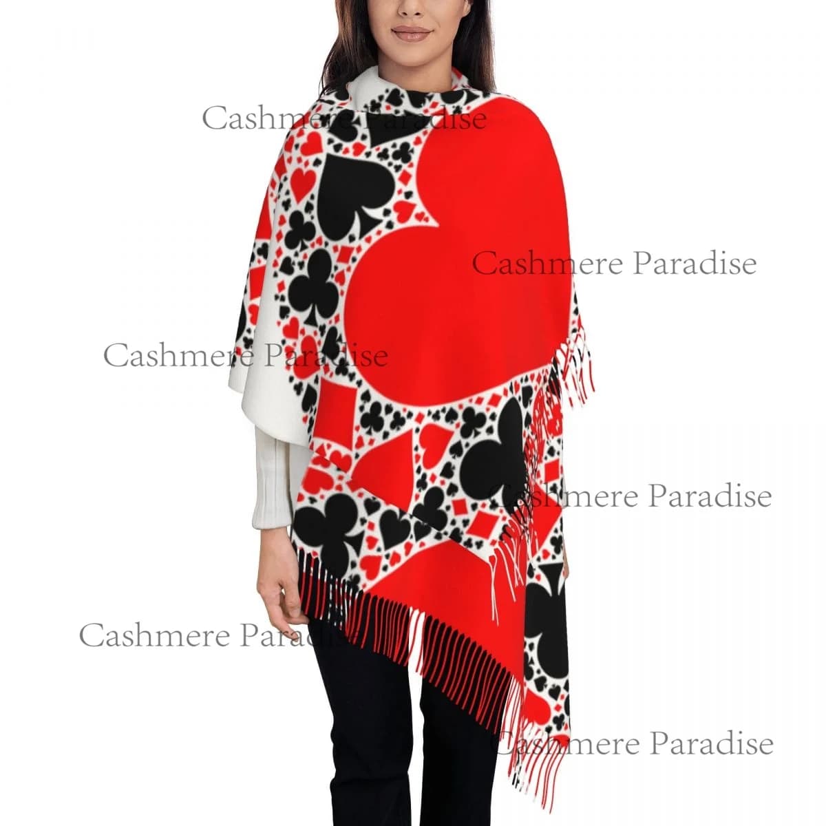 Sciarpa con cuore rosso da poker Uomo Donna Sciarpe calde invernali Scialle avvolgente
