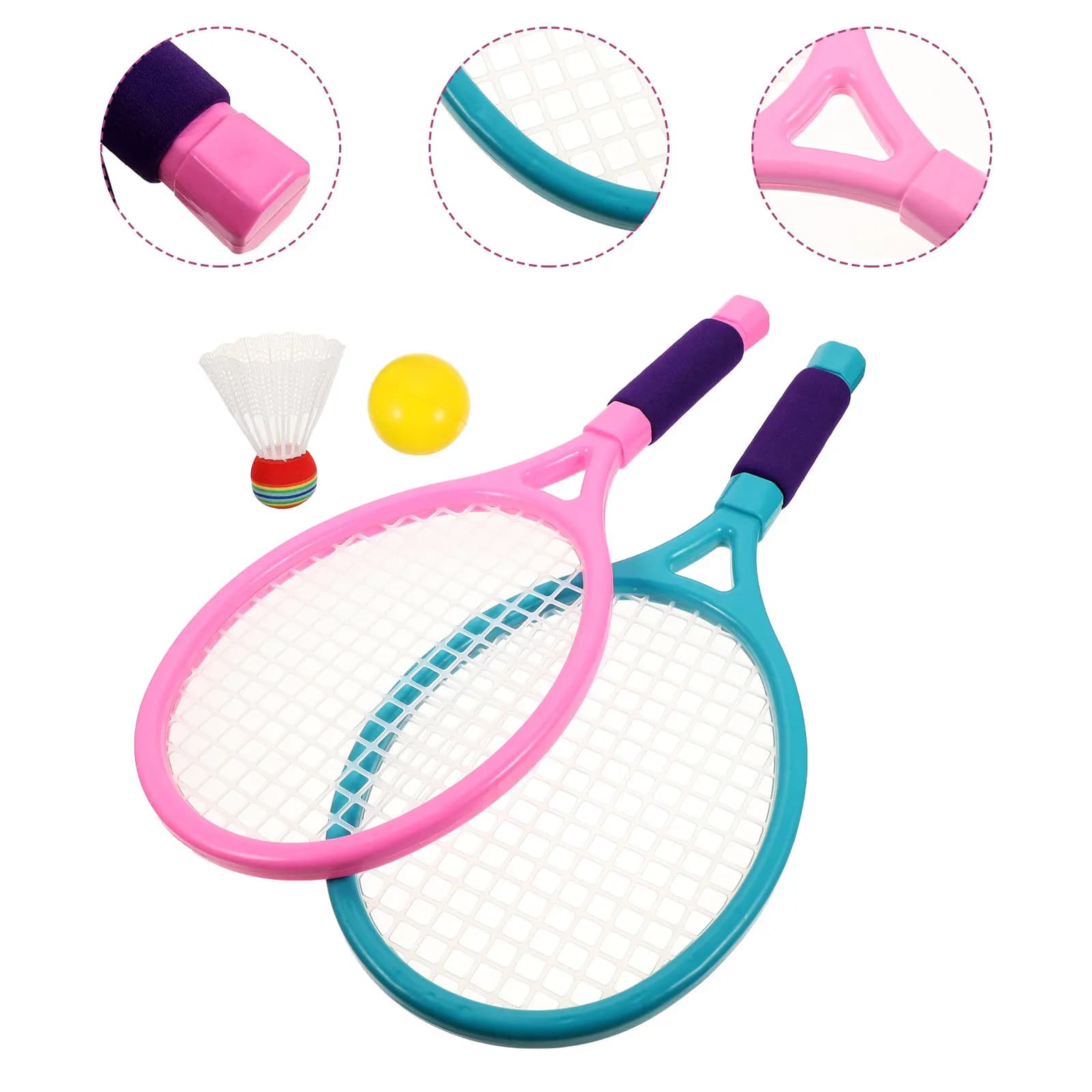 1 set di racchette da tennis per bambini, gioco sportivo all'aria aperta, manico antiscivolo leggero in plastica colorata, adatto per bambini di 7-14 anni, tempo libero