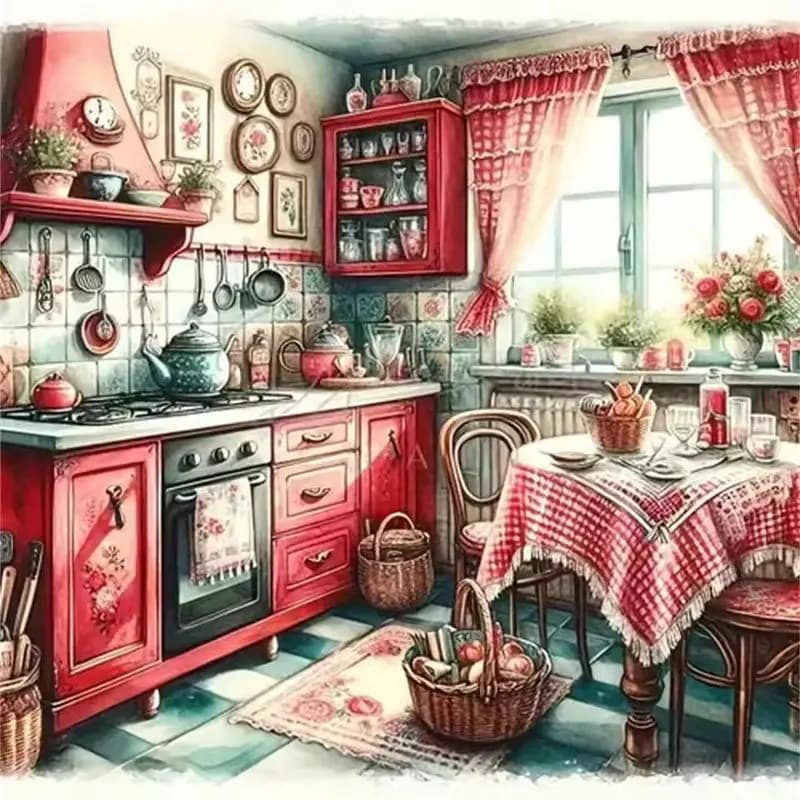 CHENISTORY Pittura diamante rotondo quadrato pieno Paesaggio cucina 5D Diamante fai da te Ricamo Punto croce Mosaico Arte Decorazione della parete
