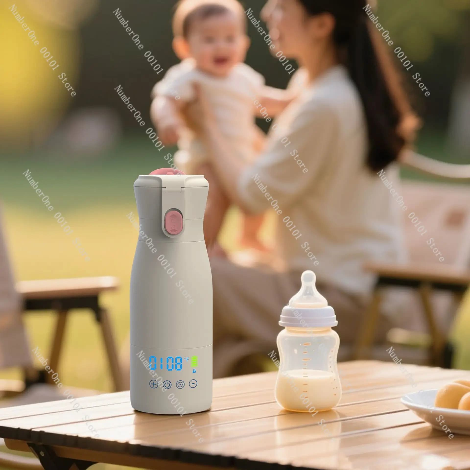 Portable breast thermostat, rechargeable lithium electric kettle for kids to go out for breastfeeding