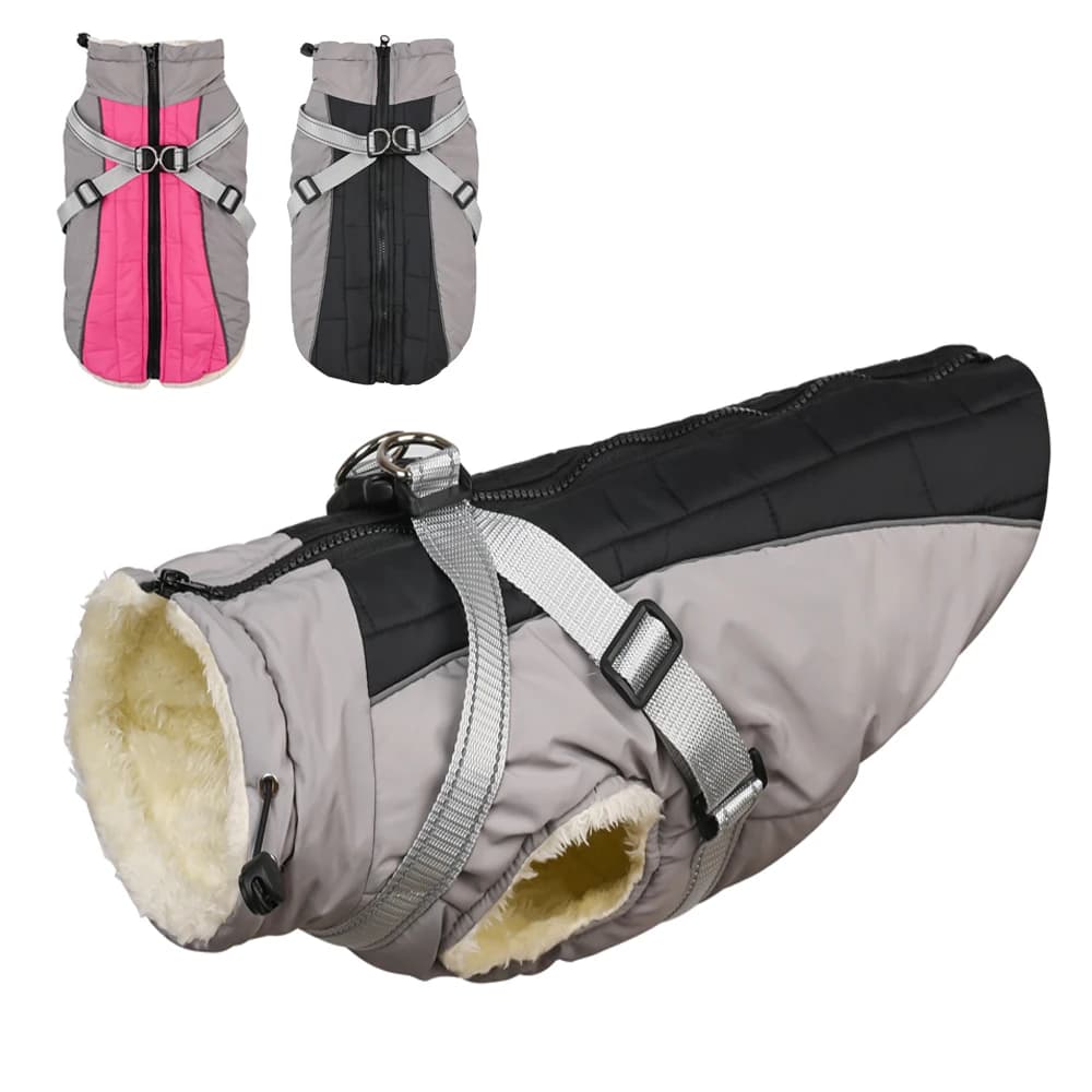 Giacca invernale per cani con imbracatura cappotto per animali da esterno impermeabile per cani di piccola taglia giacca riflettente per cani caldi addensati