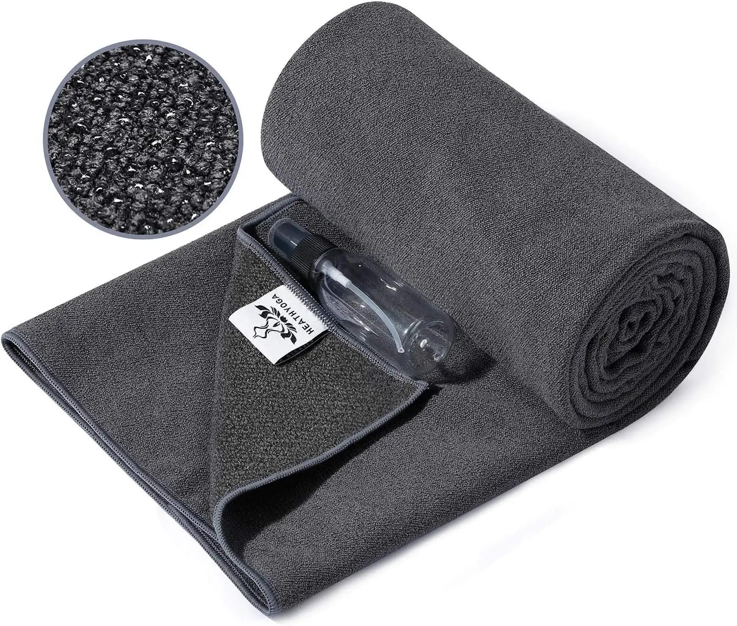 Tappetino Yoga Antiscivolo con Impugnatura in Silicone e Flacone Spray Gratuito, Microfibra Extra Large per Hot Yoga, Bikram, Pilates