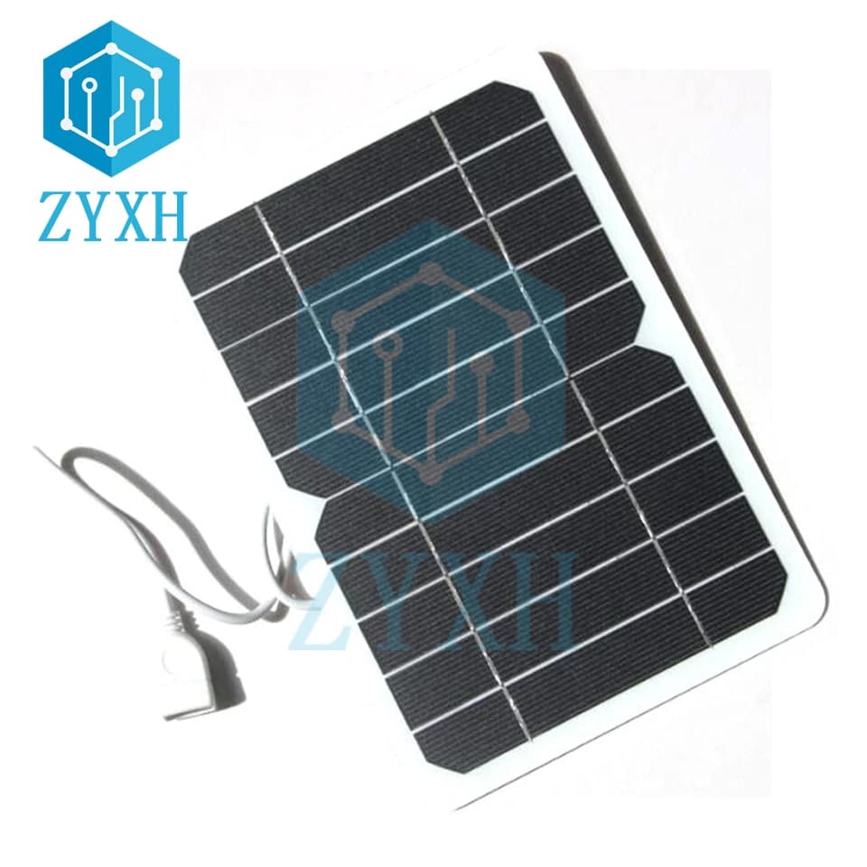 5W 5V 0-1A Solar Panel USB Port Output Mini Solar System Portable Outdoor Phone Battery Charger Monocrystalline Silicon