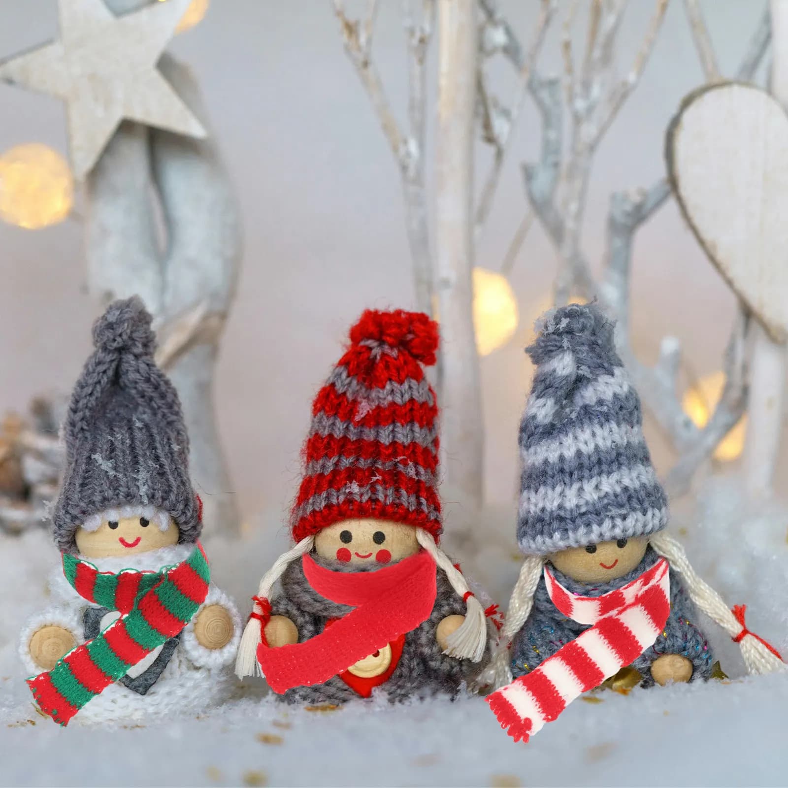 30 Pezzi Mini Sciarpe Lavorate a Maglia a Tema Natalizio, Sciarpe in Lana, Decorazioni per Feste, Accessori Natalizi, Giocattoli di Natale