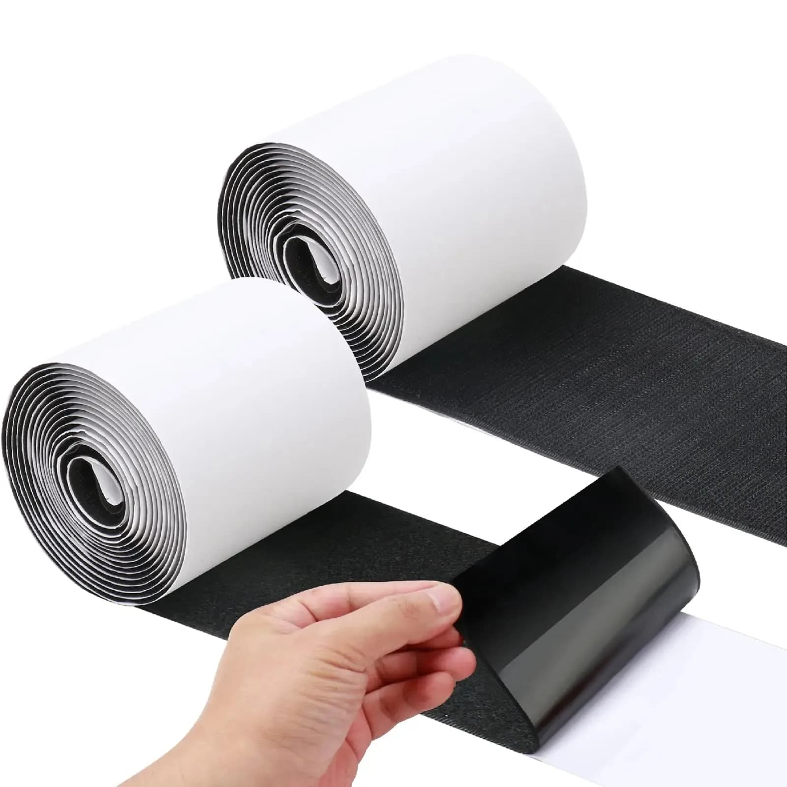 Set da 2 Pezzi, 1m/2m/3 Metri, Nastro Adesivo Forte Autoadesivo con Gancio e Anello in Nylon