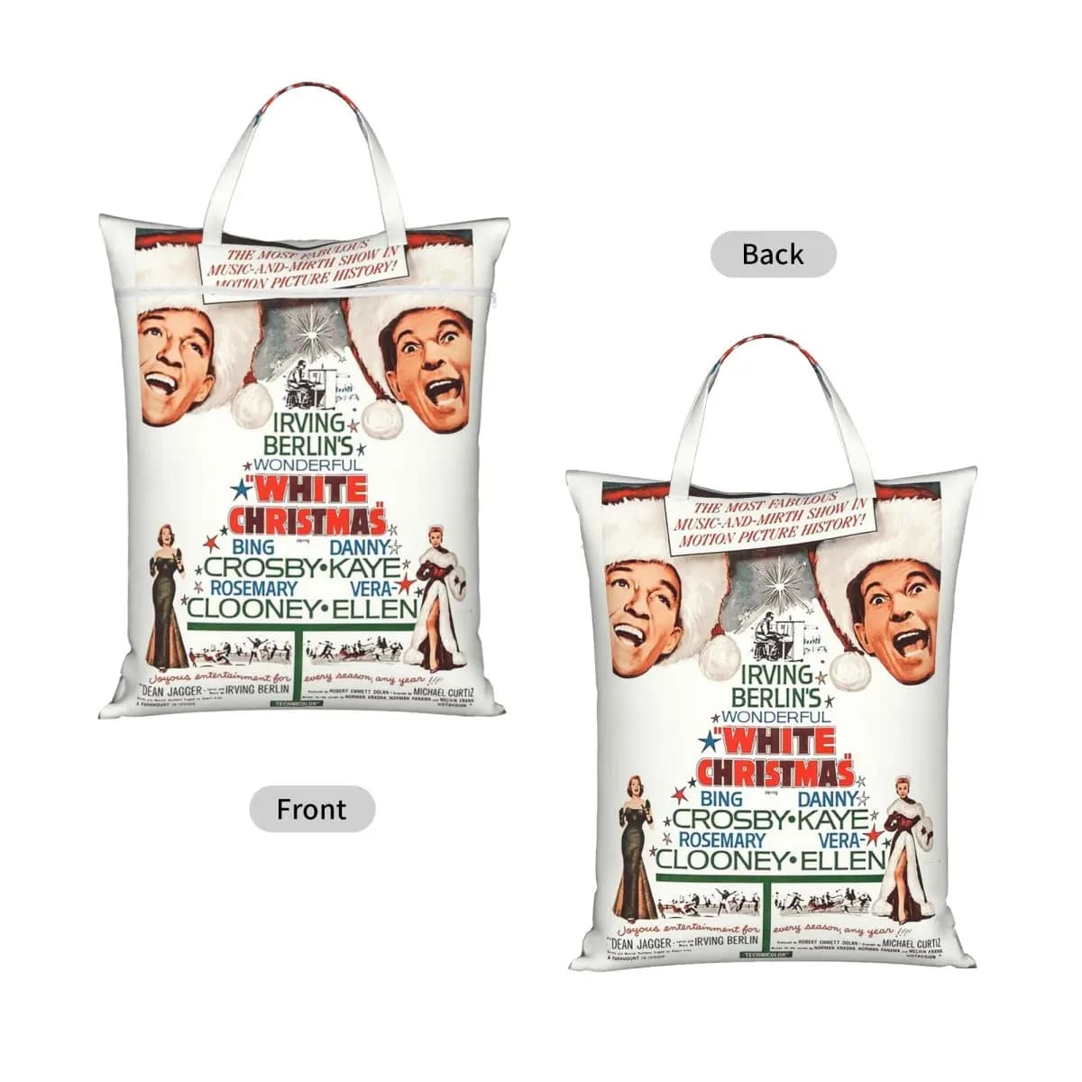 White Christmas - Bing Crosby, Danny Kay Travel Laundry Bag Waterproof Reusable Dirty Clothes Pouch Gym Vacation Washing Basket