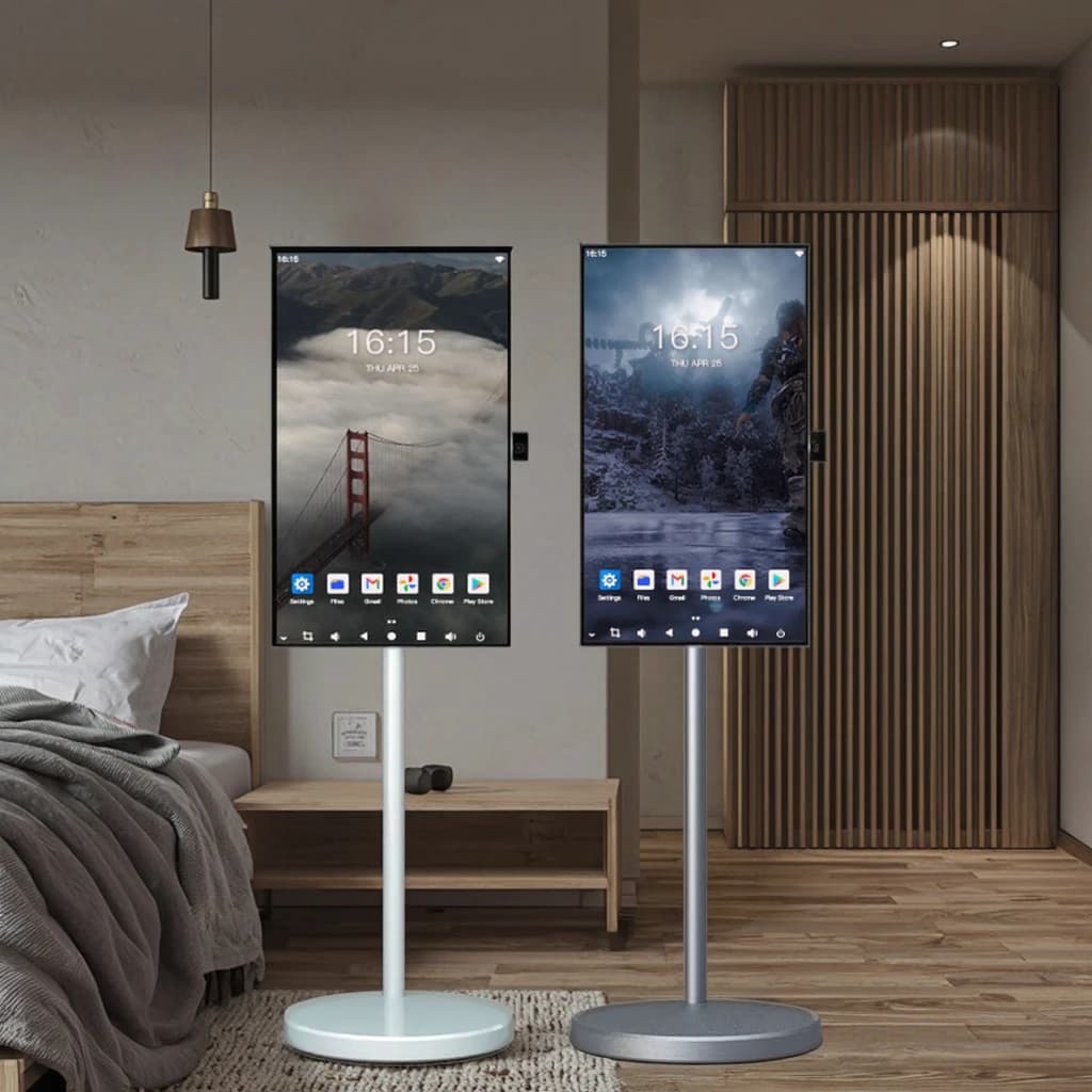 TV Smart Portatile da 27 Pollici per Intrattenimento Domestico, Monitor LCD Wireless con Schermo Touch e Supporto