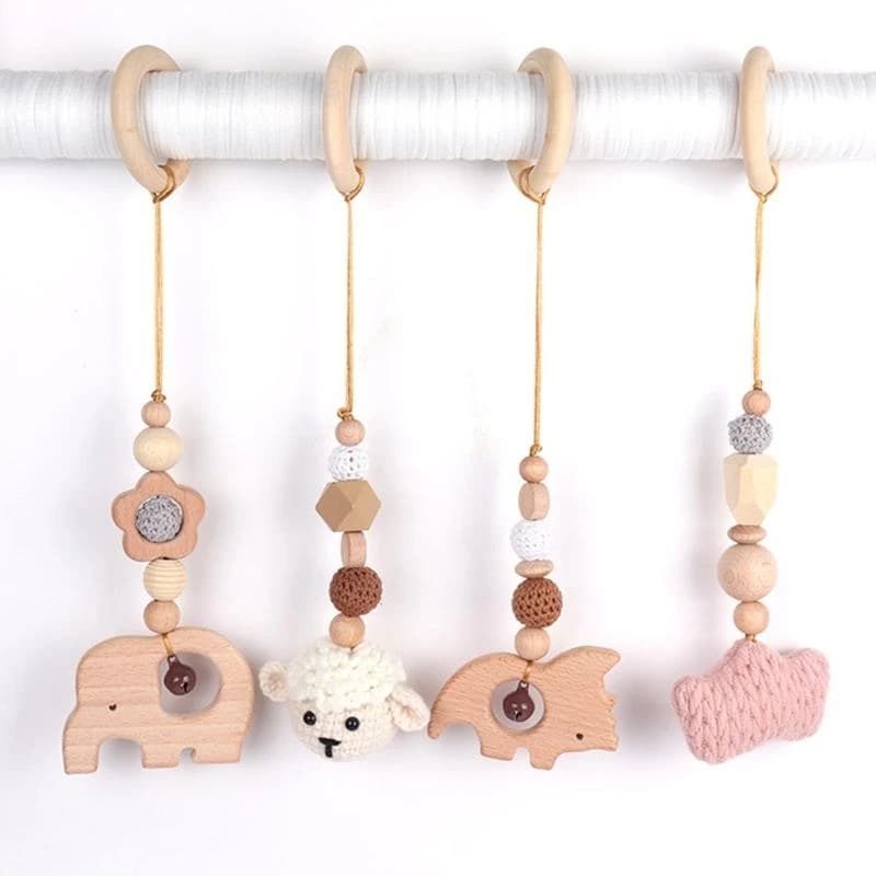 J15U Anello perline legno neonato Massaggiagengive Molare Dentizione Giocattoli per allattamento per cameretta dei neonati