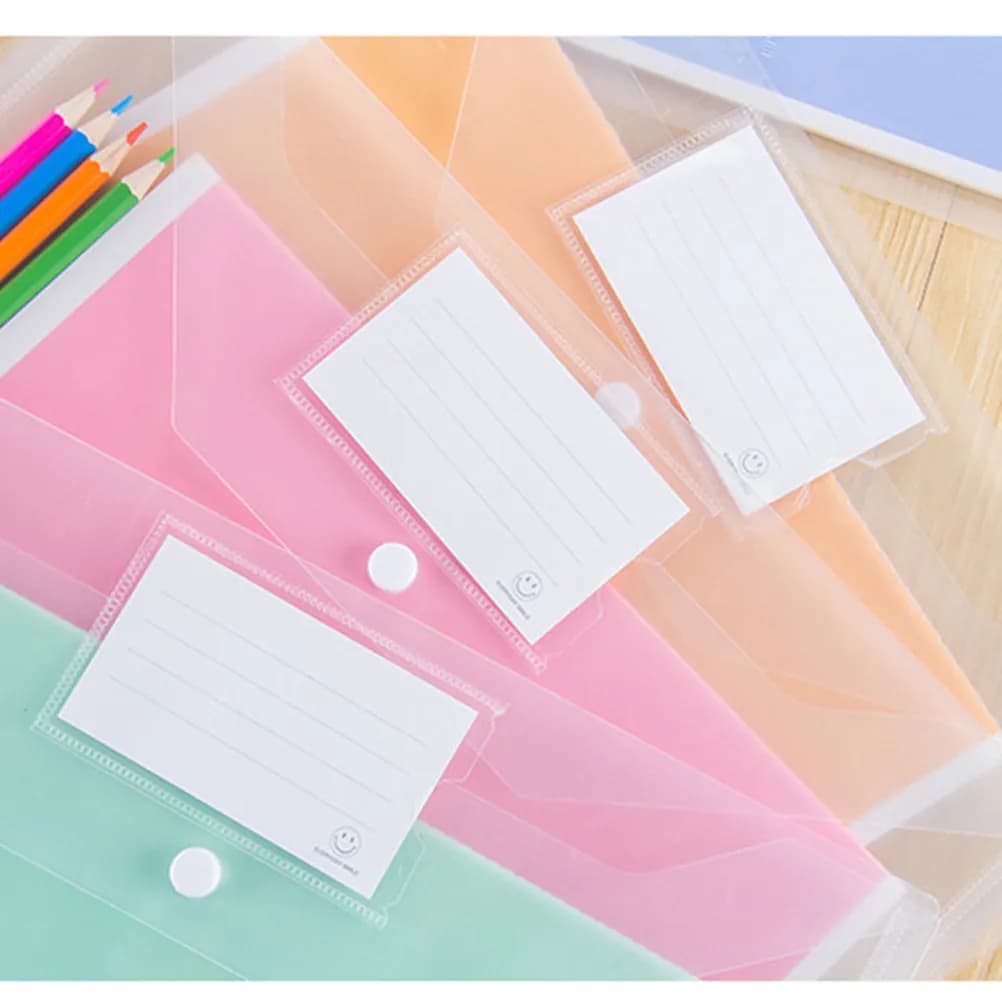10Pcs A4 Plastic Document Folder Snap Button Secure Tear Proof Water Resistant File Folder Office Organizer File Folders