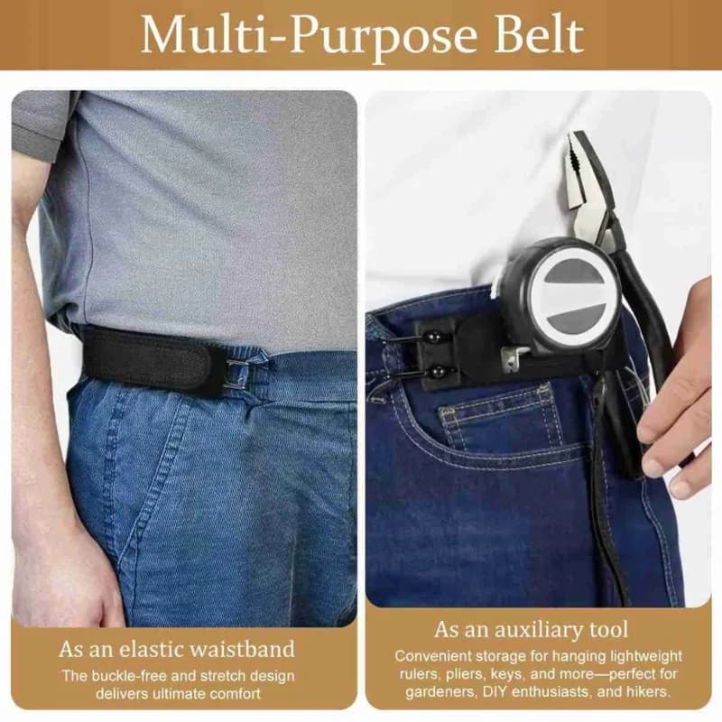 A95D-Cintura elastica regolabile da uomo senza fibbia, 4 cinture laterali invisibili per donna e uomo, adatte a pantaloni e jeans