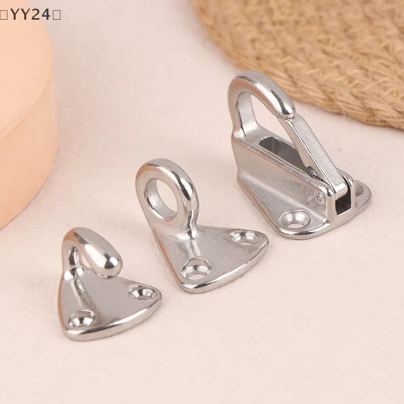maveraYY24 Drech2PCS Gancio bloccato a molla in acciaio inossidabile Molla per barche marine A scatto per fissare la corda Gancio pieghevole Accessori hardware per barche