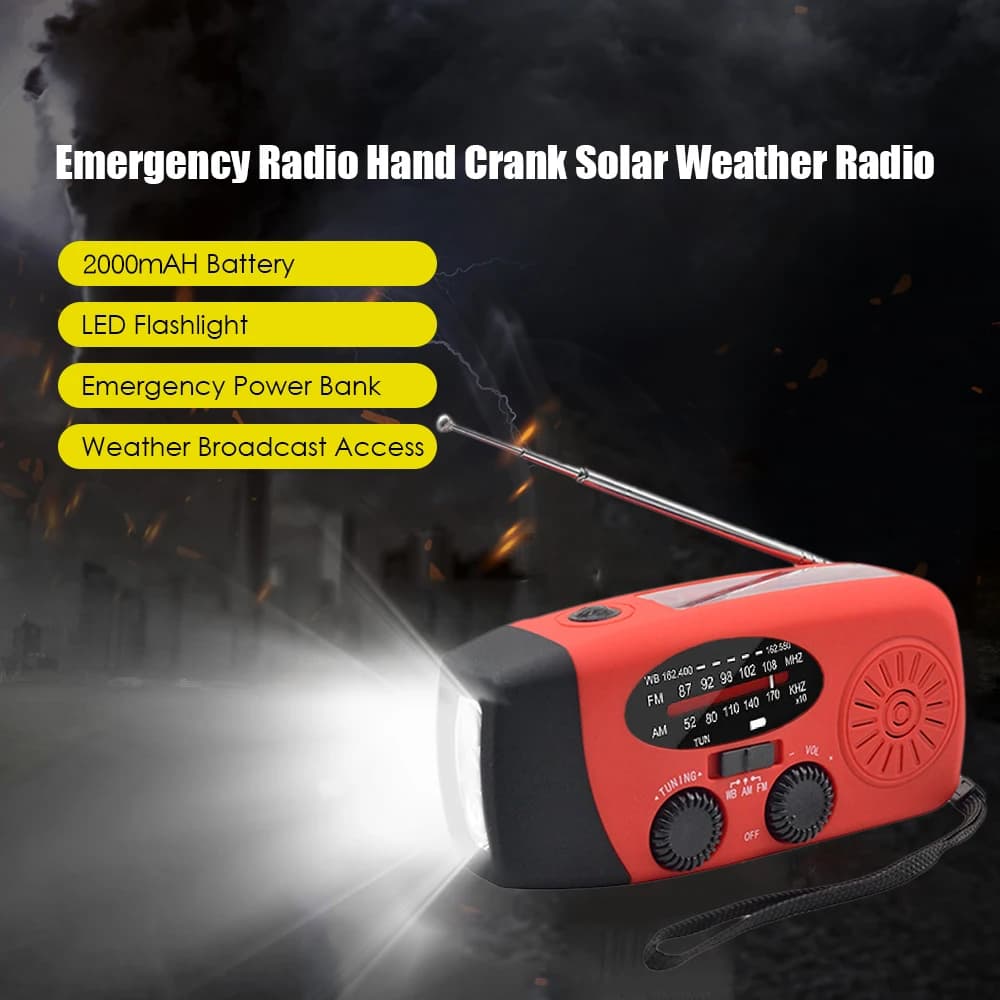 Radio a manovella di emergenza con torcia a LED per emergenza AM/FM NOAA Radio meteo Radio dinamo per emergenza in campeggio