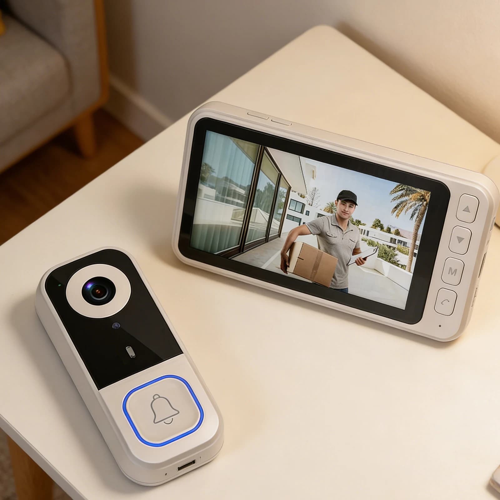 Videocitofono con Telecamera e Monitor, Sistema Intercomunicante Senza Abbonamento, Audio Bidirezionale, Visione Notturna a Infrarossi per Casa