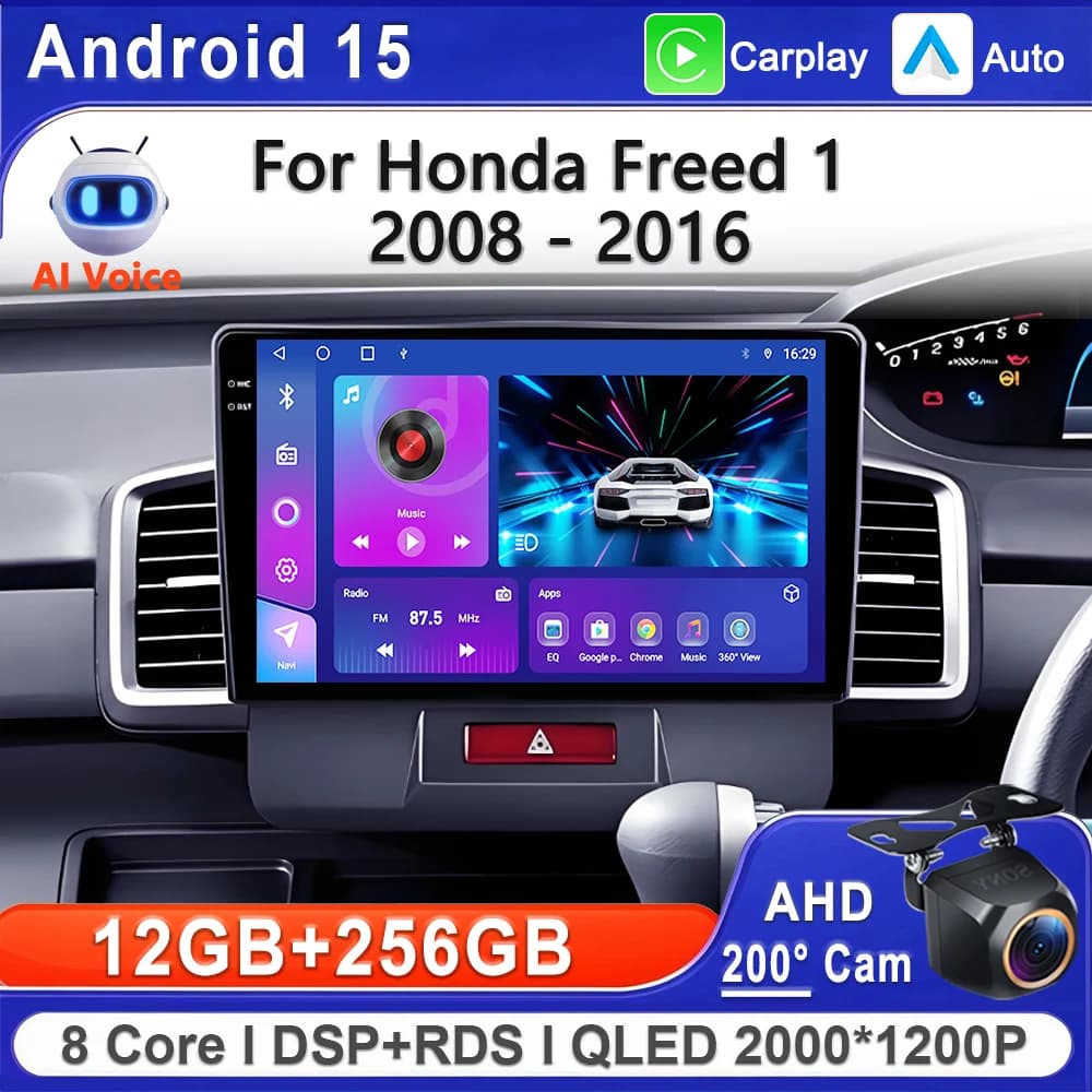 Android Screen 15 2K Incell for Honda Freed 1 2008 - 2016 Stereo Main Unit GPS Navigation Dash Cam High Performance CPU