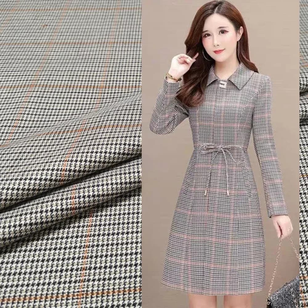 Yarn-dyed Fabric Pure Wool Houndstooth Plaid Trench Coat Dress Blazer Fabrics Brand Fashion Design Wholesale Cloth by the Meter