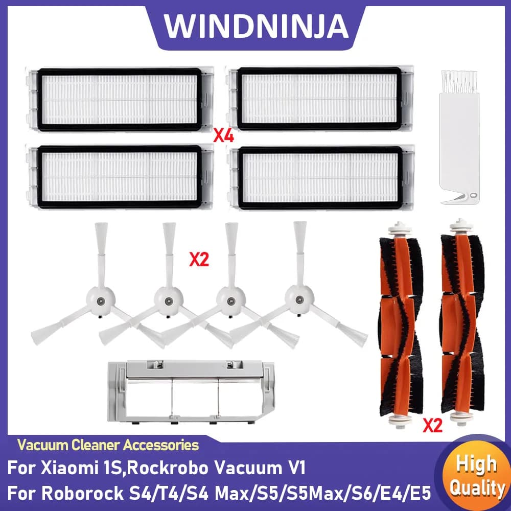 Filtro HEPA, Spazzola Laterale e Spazzola Principale per Xiaomi 1S SDJQR01RR SDJQR02RR Rockrobo Vacuum V1, per Roborock S4 S4 Max T4 S5 S6 S6 Pure - Ricambi
