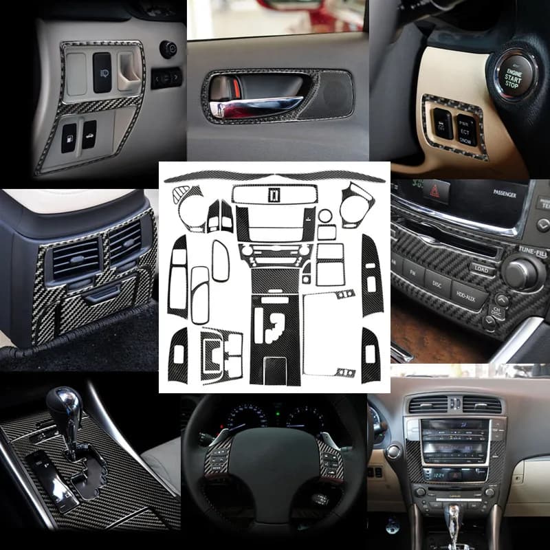 Per LEXUS IS250 300 350 2006-2012 Interni auto Cruscotto Vent Volante Decorativo Adesivi In Fibra di Carbonio Accessori