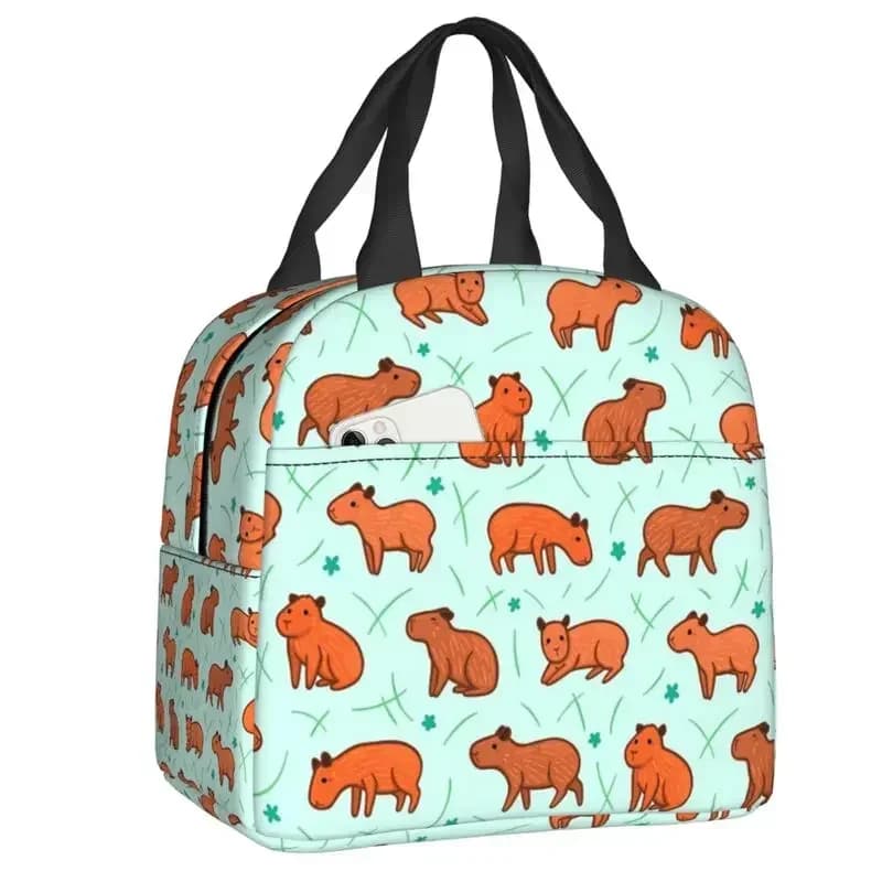 Kawaii Capybara Pattern Insulated Lunch Tote Bag for Women Warm Cooler Thermal School Food Picnic Container