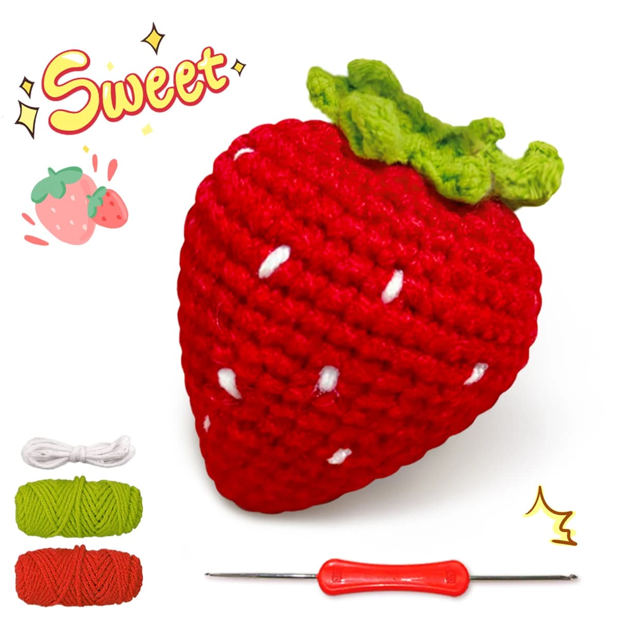 YAMAXIN 1PC Fruit Theme Crochet Kit for Beginners - Set of DIY Craft Tools Art Project and Crafts for Easy knitting