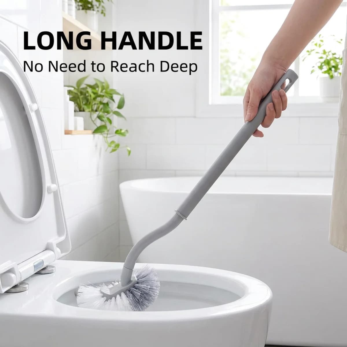 WC brush – Deep cleaning for hidden pipes and corners, soft and rigid bristles, long and often handle, no dead corner