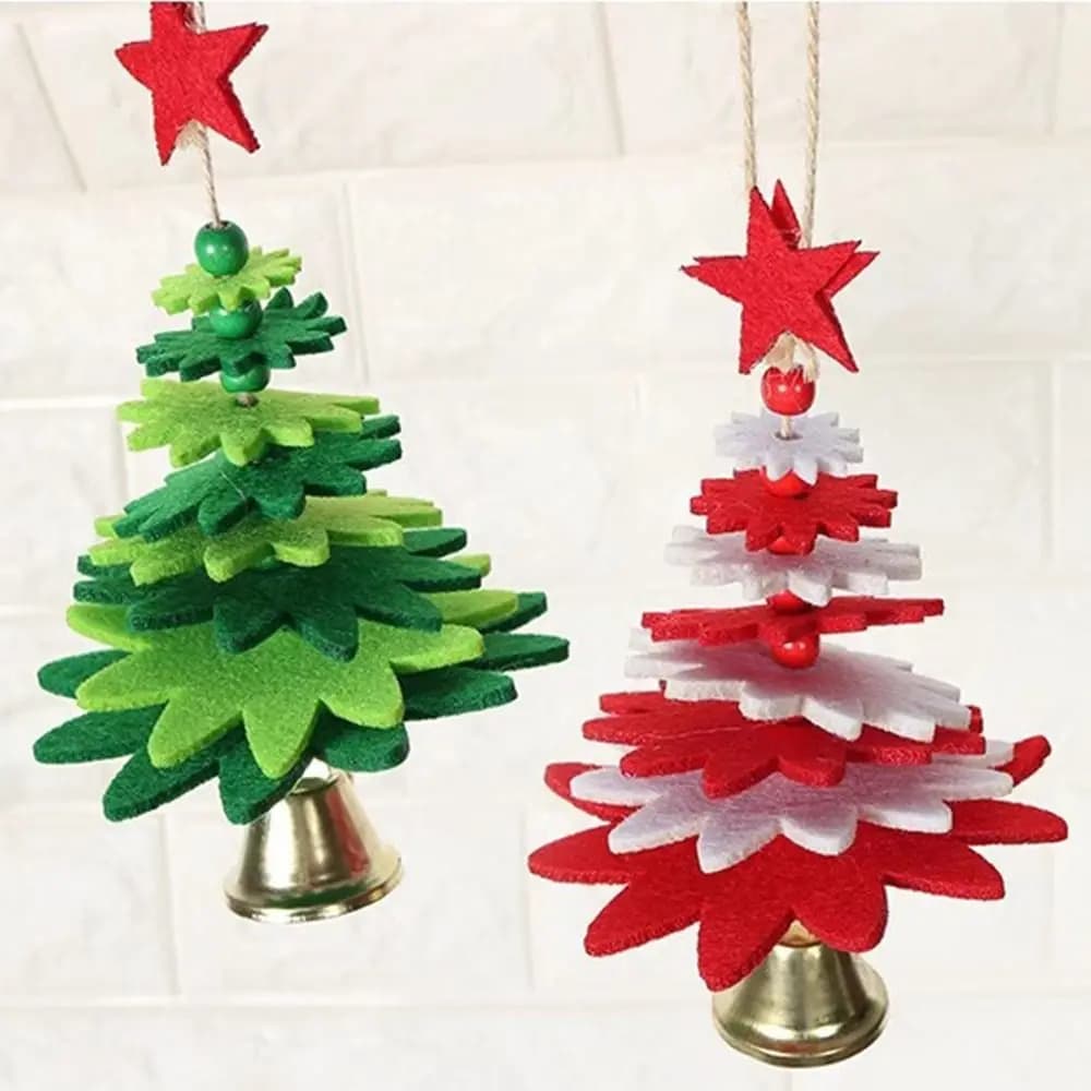 New Tree-shaped Wind Chimes Felt Bird Hanging with Bell Christmas Bell Christmas Gifts Cute Hanging Decorations Garden Yard