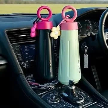 Bottiglia thermos unisex da 450 ml con ciondolo girasole Bottiglia d'acqua per auto sportiva sottovuoto isolata in acciaio inossidabile 316