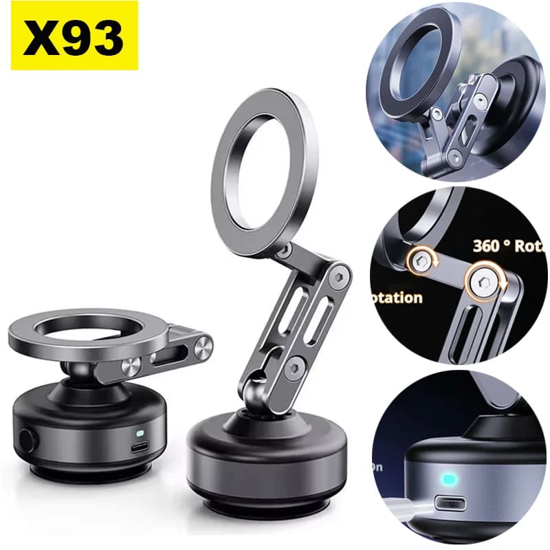 Nuovo supporto magnetico per telefono per auto X93 rotazione di 360 gradi adsorbimento del vuoto forte supporto di aspirazione per staffa per auto per telefono cellulare