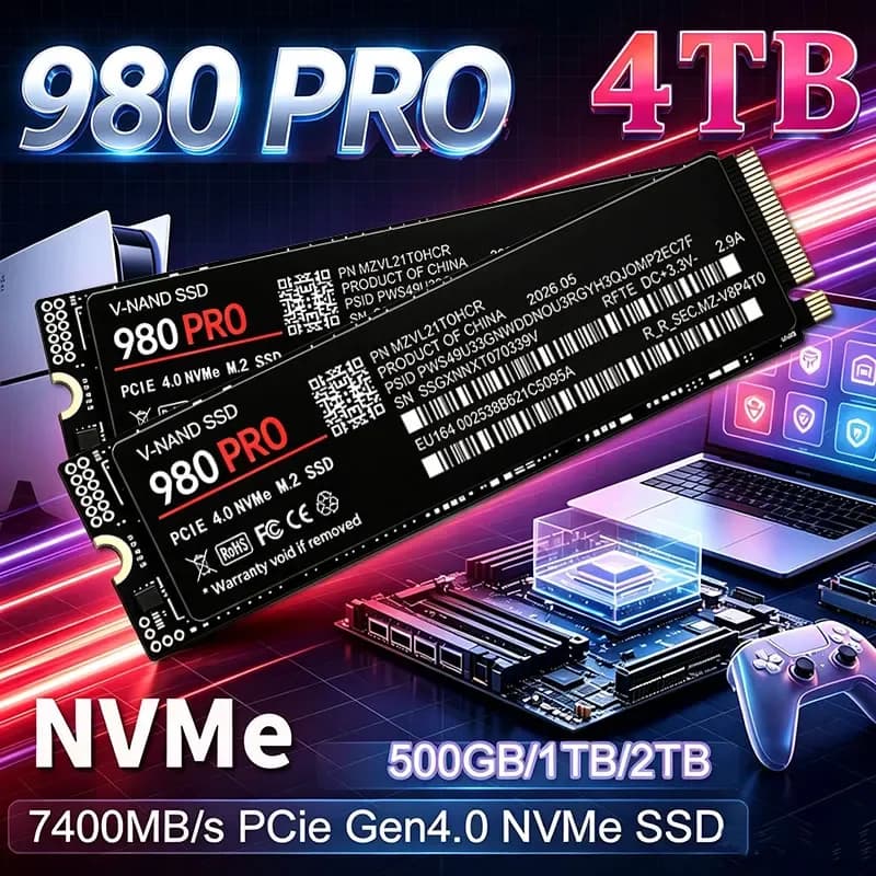 High Speed 980 PRO 7400MB/s PCIe4.0 x4 M.2 2280 NVMe TLC Internal SSD 2TB 4TB Storage Upgrade Disk For PS5 Gaming Desktop Note